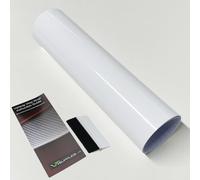 Film adhésif en vinyle brillant sans bulles d'air avec spatule - pour usage extérieur et automobile (30 cm x 152 cm) (blanc)