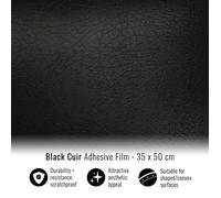 Film Adhésif Wrapping - 4r Quattroerre.It - Cuir Noir - 35 X 50 Cm - Anti-Rayures - Facile À Appliquer