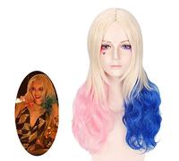 Film Anilnc Harleen Quinzel Sucide Harley Quinn longue Ombre centrale perruques synthétiques Costume de Cosplay + bonnet de perruque