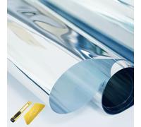 Film Anti Regard Fenetre 90 x 250 cm Film Adhesif Effet Miroir D'Intimité Filtre Fenetre Anti Regard Chaleur UV pour Fenêtre Maison Bureau, Argent