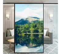 Film autocollant décoratif pour fenêtre en verre dépoli sans colle, motif forêt, 80 x 100 cm