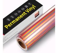 Film autocollant en vinyle pour traceur, 30,5 cm x 305 cm, film autocollant imperméable à l'eau, rouleau de vinyle permanent, pour Cricut, Silhouette Cameo, autocollants (holographique or rose)