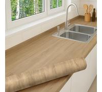 Film autocollant laminé CHÊNE MOYEN pour meubles en bois, cuisine, porte, table, mur - PVC Adhésif Film - Largeur du rouleau: 90 cm