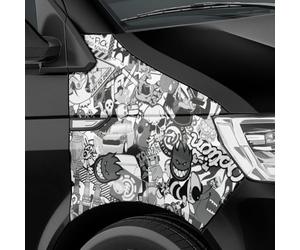 Film autocollant pour voiture 100 x 150 cm - Noir/blanc mat - Logo Bomb - JDM - Design : Special
