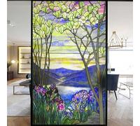 Film autocollant statique décoratif givré pour fenêtre d'église européenne - Bloque les UV - Couleurs discrètes - 69 x 120 cm (L x l x H)