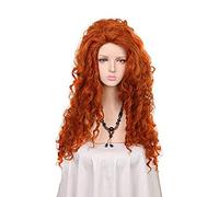 Film Brave Long Curly Princesse Merida Cosplay Perruque 65Cm Costume Orange Perruques Résistance À La Chaleur Fibre + Perruque Cap Film Brave Comme L'Image