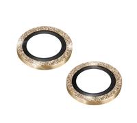 Film Caméra pour iPhone 14 et 14 Plus Verre trempé 9H 0.2mm Contour pailleté Dorée