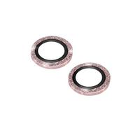 Film Caméra pour iPhone 14 et 14 Plus Verre trempé 9H 0.2mm Contour pailleté Rose