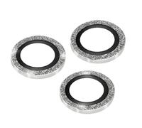 Film Caméra pour iPhone 14 Pro et 14 Pro Max Verre trempé Contour pailleté Argent