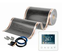 Film chauffant infrarouge CALORIQUE NEO - Chauffage au sol électrique 50 cm, 150 W/m² - Surface 1,5 m² - Film ultra-fin pour stratifié, vinyle et parquet - Avec thermostat WiFi ET81 Blanc inclus