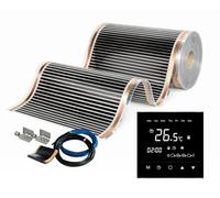 Film chauffant infrarouge CALORIQUE NEO - Chauffage au sol électrique 50 cm, 150 W/m² - Surface 10,0 m² - Film ultra-fin pour stratifié, vinyle et parquet - Avec thermostat Numérique WL Noir inclus