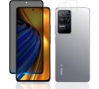 Film De Confidentialité En Verre Trempé 9h Pour Xiaomi Poco F4 5g - Couverture Totale Anti-Espion + 2 Protections Lentille Caméra, Compatible Déverrouillage Facial