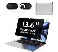 Film de confidentialité pour MacBook Air 13,6" M2/M3 (2022-2024) - A2681 A3113 - Filtre anti-lumière bleue et anti-reflets - Amovible - Sans bulles - Noir