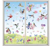 Film de Fenêtre Décoratif de Papillons,9 Pièces Stickers Fenetre Printemps,Stickers Fenetre Papillon Fleurs,Autocollants de Fenêtre Printemps,pour la Décoration de Chambre D'enfant