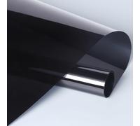 Film de Fenêtre Solaire Adhésif Occultant Noir Film Verre Miroir à Sens Unique Contrôle de la Température Teinté Foncé Anti UV Statique Pas de Colle pour Maison Bureau Magasin Noir 44,5x200cm