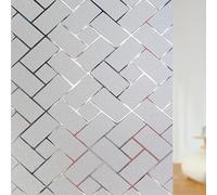 Film de Fenêtre Verre Dépoli 65 x 600 cm Bon Intimité, Film Opaque pour Vitre Anti UV Dépoli Occultant Fenêtre pour Chambre Salon Salle de Bain Bureau, Grille Oblique