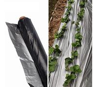 Film de paillage, 1 paillis plastique réfléchissant for serre de jardin, 10 à 60 m, 0,012 mm, for fraises, for désherbage agricole, garde au chaud, film noir argenté(Length 20m,Width 0.8m)