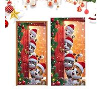 Film de Porte de Noël - 35,43 x 70,87 pouces, Décoration Mignonne Imperméable, Festive, Décoration de Porte de Noël, Bannière Extérieure | Housse de Vacances à Quatre Chat Réutilisable pour Fête