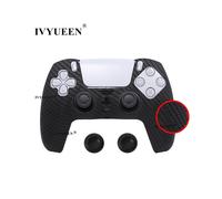 Film de protection antidérapant en fibre de carbone noir pour manette PlayStation 5 PS5