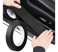 Film de protection autocollant universel en fibre de carbone pour seuil de portière de voiture - Noir - 3 cm x 10 m