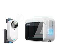 Film de protection d'écran compatible avec objectif de caméra d'action Insta360 GO 3 et écran LCD (lot de 2 + 2), verre trempé 9H, anti-bulles, anti-rayures, ultra transparent