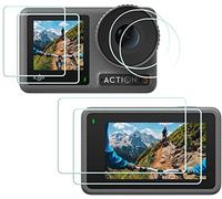 Film de protection d'écran pour appareil photo DJI Osmo Action 3 (pour accessoires), film en verre trempé haute définition 0,3mm, dureté 9H, anti-rayures (2 avant + 2 arrière + 2 objectifs)