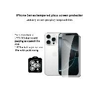 Film de protection d'écran trempé à 360 + anneau en métal œil d'aigle pour iPhone 17 Pro Max, 16 Pro, 15 Plus, 14, 13 (1+1 ensemble)