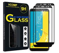 Film de protection d'écran - VCOMP - Samsung Galaxy J6 (2018) - Verre Trempé - Lot de 2 - Noir