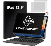 Film de protection magnétique de confidentialité compatible avec iPad Pro 12,9" 2022-2018 (6e/5e/4e/3e génération), filtre de lumière bleue anti-reflet, film de sécurité horizontal et vertical noir
