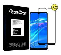 Film de protection - PHONILLICO - Huawei Y6 2019 - Pack 2 - Verres Trempés - Bord Noir - Résistant aux Rayures