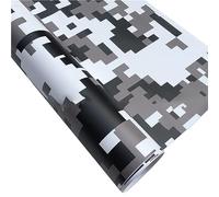 Film De Protection Voiture Noir Blanc Camouflage Militaire Film Teinté de Voiture, Film Covering Voiture Camouflage Vinyle Film Autocollant de Voiture Adhésif pour Voiture, Moto 152 * 50cm