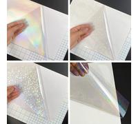 Film de stratification holographique à froid, format A4, autocollant en vinyle transparent auto-adhésif, 8.3x11.7 pouces, étanche, 4 Styles, 50 feuilles 50pcs Rainbow