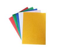 Film de Transfert Thermique PU Pailleté 25x30cm 5 Pièces | Découpe Facile, Lavable Après Fixation, Effet Métallisé, Adapté aux Tissus Coton, Créations Personnalisées Couleur Aléatoire