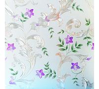 Film décoratif pour fenêtre - Motif floral gravé - Film de porte - Film statique en verre sans colle - Anti-UV - Pour salle de bain, bureau, salle de réunion, chambre à coucher, 88,9 x 398,8 cm