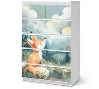 Film décoratif pour meubles Motif renard prairie Convient pour commode Ikea Malm 6 tiroirs