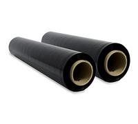 Film d'emballage étirable, film plastique noir pour l'emballage, rouleau de protection en plastique pour l'expédition, rouleau de 50 cm et jusqu'à 400 m étirable - Ofituria (2 unité)