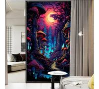 Film d'intimité en forme de champignon magique abstrait fantaisie ville lune coloré pour fenêtre vitrail sans colle statique pour la maison, le bureau, les magasins 45 x 60 cm