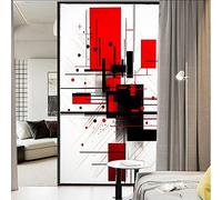 Film d'intimité géométrique moderne rouge et noir style peinture fauviste vintage pour fenêtre et porte en verre, occultant, 80 x 120 cm
