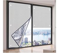 Film d'Isolation en Aluminium Double Couche Anti UV Film de Protection Solaire pour Vitre Panneau Réfléchissant Thermique Anti Éblouissement Fixation par Ventouse pour Véranda(Noir,90cm x 96cm)