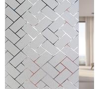 Film Electrostatique Vitre 70 x 1100 cm Opaque Bon Intimité Anti UV Anti Chaleur Non Adhesif Film Para Fenetre Regard pour Salle de Bain Cuisine Bureau, Grille Oblique