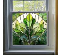 Film Fenetre Anti Regard 100X100CM Herbe Verte Film Occultant Fenêtre Adhesif Pas de Colle,Film Opaque Electrostatique Vitre Anti Regard Jour et Nuit,Brise Vue Fenetre