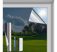 Film Fenetre Anti Regard - 44.5x200 cm - Anti Chaleur Anti UV, Film Miroir pour Fenetre avec Kit de Pose, Protection de la Vie Privée, Protection Solaire, pour Fenêtr Maison Bureau Magasin, Gris