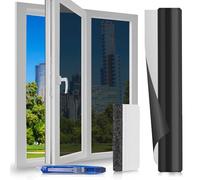Film Fenetre Anti Regard - 60x400 cm - Anti Chaleur Anti UV, Film Miroir pour Fenetre avec Kit de Pose, Protection de la Vie Privée, Protection Solaire, pour Fenêtr Maison Bureau Magasin, Noirargenté