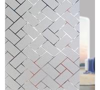 Film Fenetre Anti Regard 90 x 900 cm Opaque Bon Intimité Anti UV Chaleur Non Adhesif Statique Opaque Fenêtre Film pour Bureau à Domicile Salon Cuisine, Grille Oblique