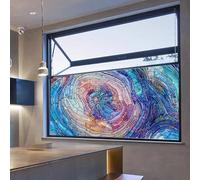 Film Fenetre Anti Regard Abstract Bleu Filtre Fenetre Anti Regard Film Occultant Fenêtre Salle de Bain Brise Vue Fenetre Electrostatique Films pour Fenêtre Salon 45x90cm/3 Pcs