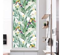 Film Fenetre Anti Regard Animaux À Feuilles Vertes Film Occultant Fenêtre Filtre Fenetre Anti Regard Durable Window Electrostatique Salon Salle de Bain Films pour Fenêtre 60x100cm/2 Pcs