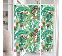 Film Fenetre Anti Regard Animaux Tropicaux Verts Film Occultant Fenêtre Filtre Fenetre Anti Regard Durable Window Electrostatique Salon Salle de Bain Films pour Fenêtre 45x100cm/1 Pcs
