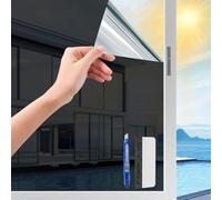 Film Fenetre Anti Regard, Anti Chaleur Anti UV, Film Miroir pour Fenetre avec Kit de Pose, Protection de la Vie Privée, Protection Solaire, pour Fenêtr Maison Bureau Magasin, Noirargenté, 75x200 cm