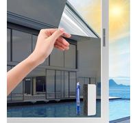 Film Fenetre Anti Regard, Anti Chaleur Anti UV, Film Miroir pour Fenetre avec Kit de Pose, Protection de la Vie Privée, Protection Solaire, pour Fenêtr Maison Bureau Magasin, Gris, 90x400 cm