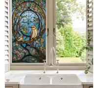 Film Fenetre Anti Regard Bleu Marron Animal Filtre Fenetre Anti Regard Film Occultant Fenêtre Salle de Bain Brise Vue Fenetre Electrostatique Films pour Fenêtre Salon 45x90cm/4 Pcs